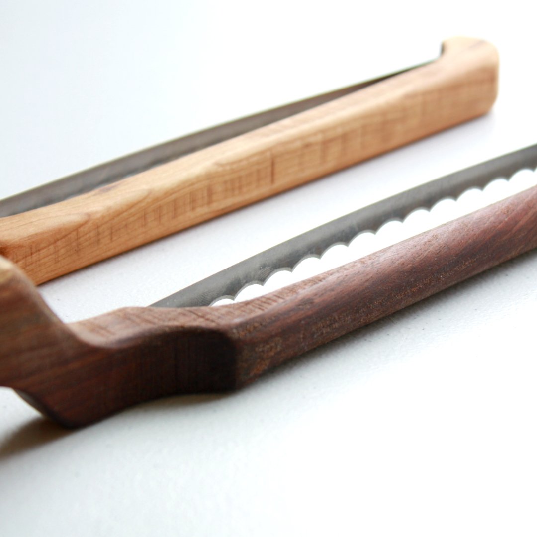 BREAD KNIFE CHERRY wood Wooden Bread Knife, Fiddle Bow Bread Knife