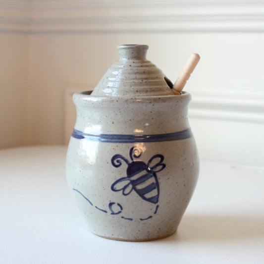 Bumble Bee Hand Painted Pottery Honey Pot - Made in the USA