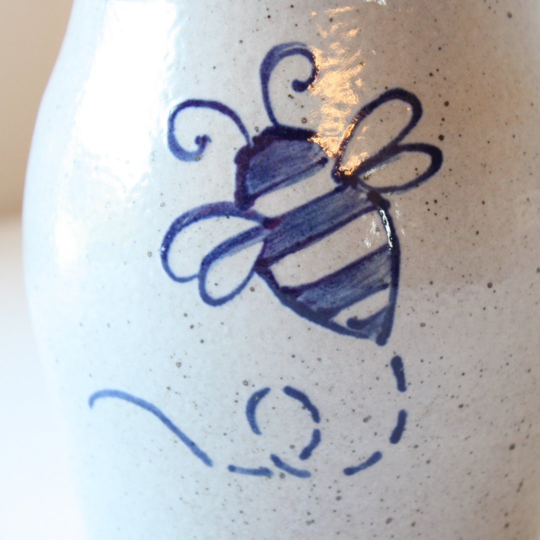 Bumble Bee Hand Painted Pottery Utensil Holder - Made in the USA