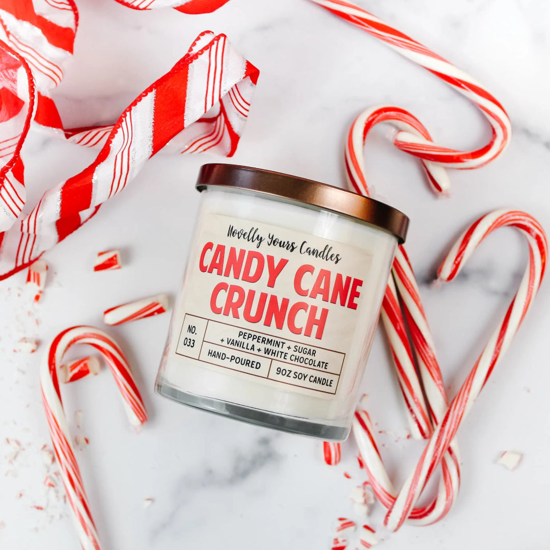 Novelly Yours - Candy Cane Crunch Soy Candle - Made in the USA