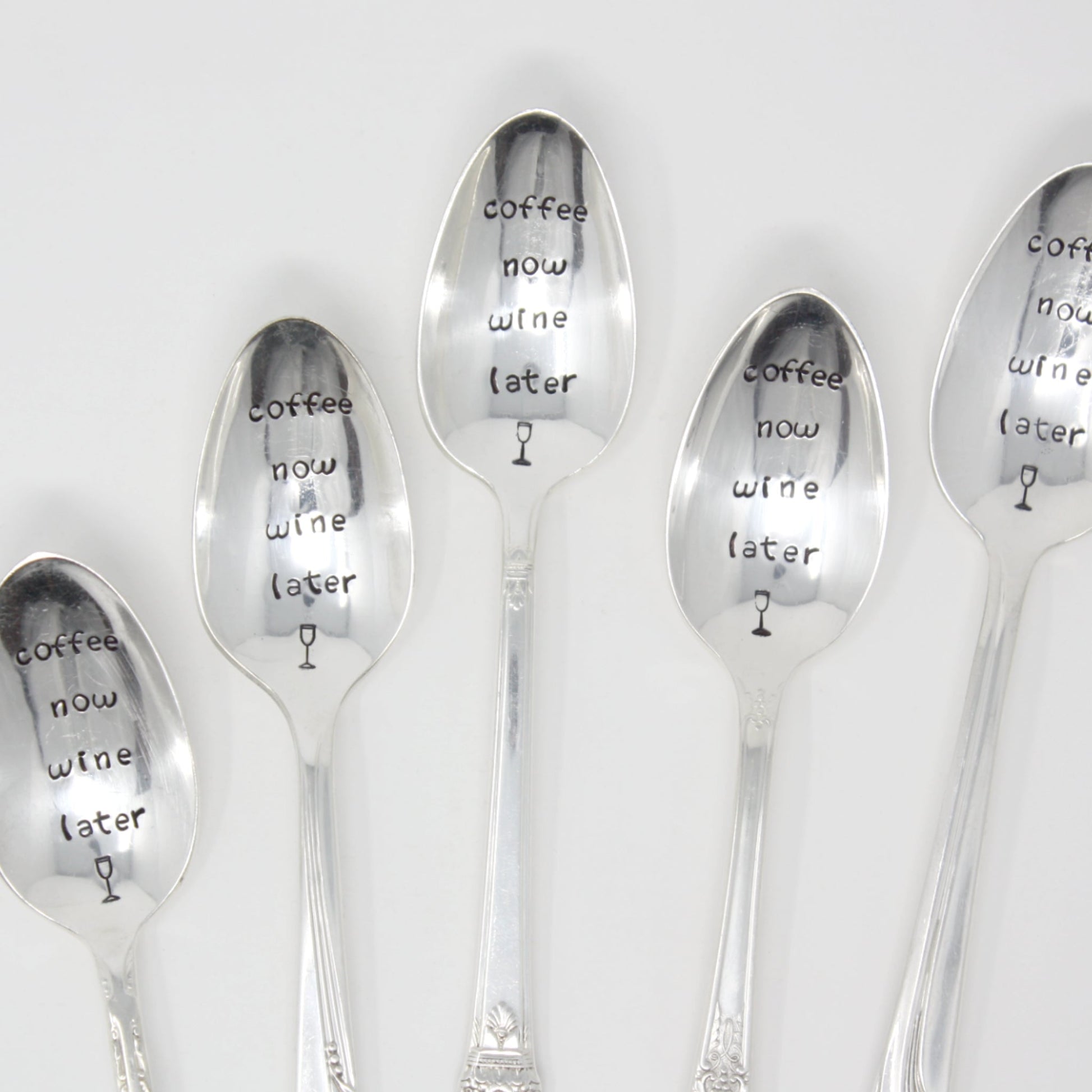 Vintage Stamped Spoons - Coffee Now Wine Later - Made in the USA