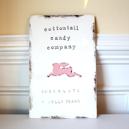 Cottontail Candy Company Sign with Pink Bunny - Made in the USA