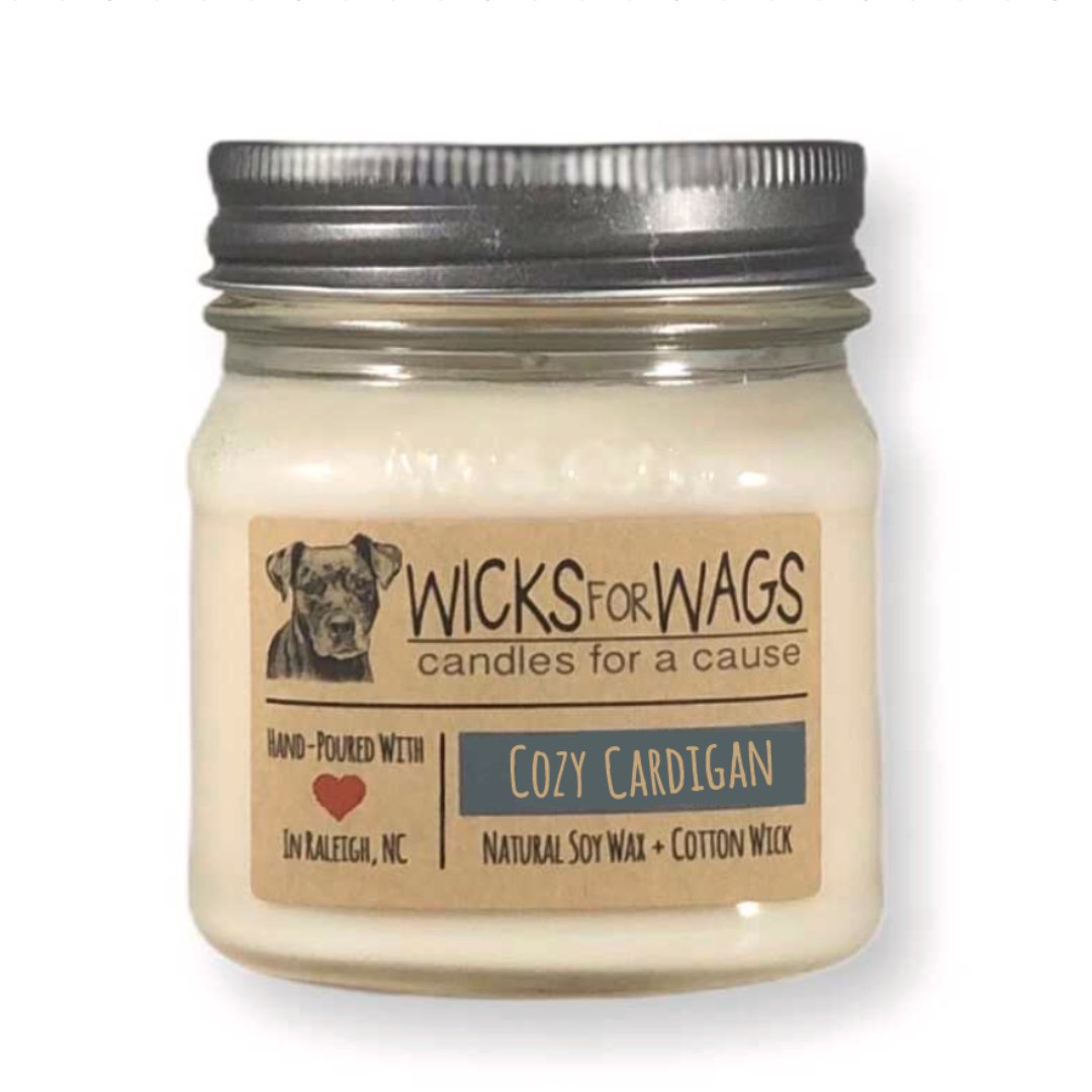 Wicks for Wags Soy Candle - Cozy Cardigan - Made in the USA