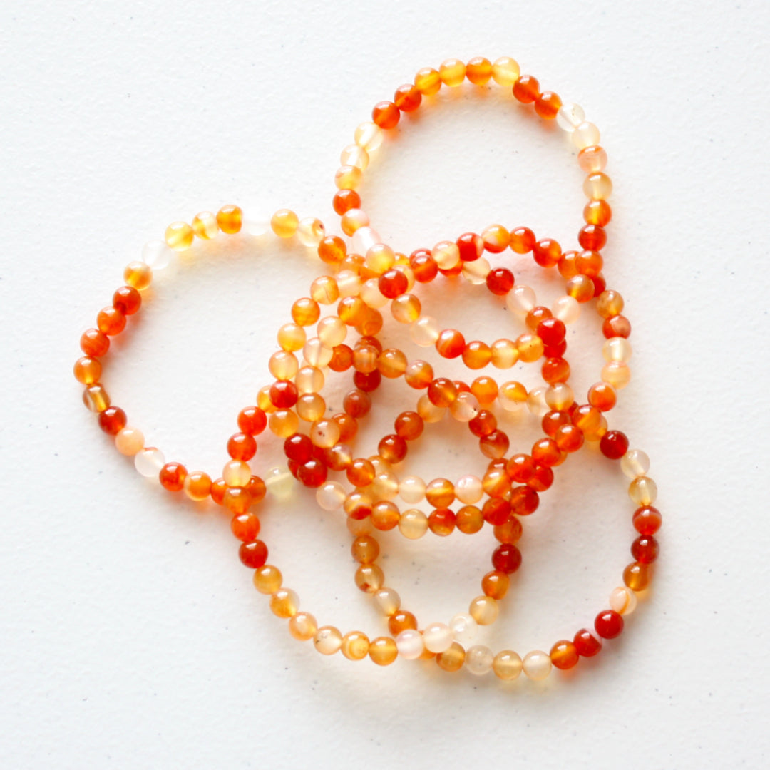 Crystal Gemstone Bracelet - Orange Carnelian - Made in the USA