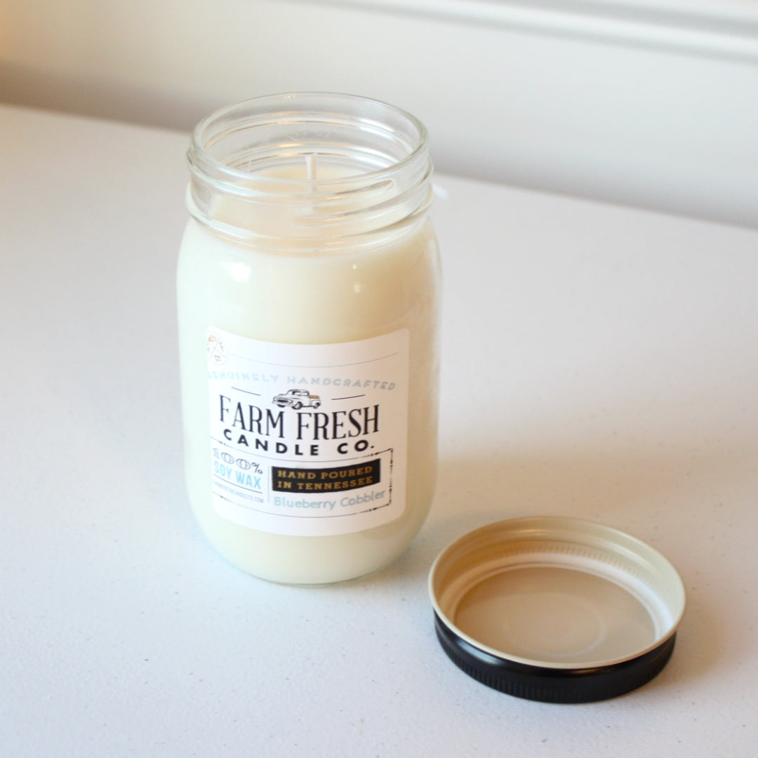 Farm Fresh Candle Co - Mason Jar Soy Candle - Blueberry Cobbler - Made in the USA