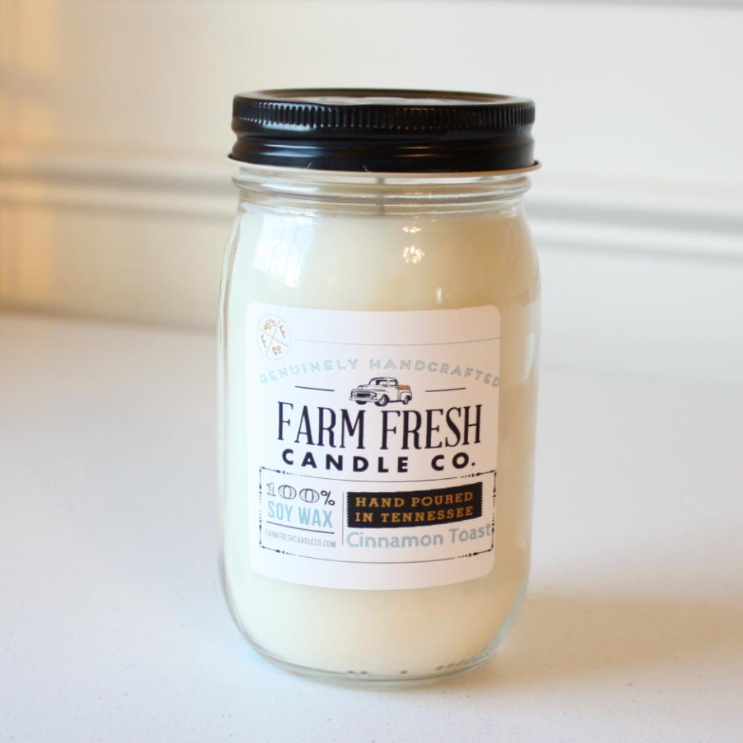 Farm Fresh Candle Co - Mason Jar Soy Candle - Cinnamon Toast - Made in the USA