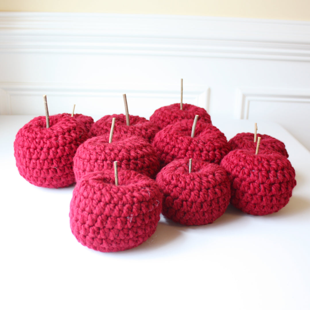 Farmhouse Décor - Crocheted Fall Apples - Made in the USA