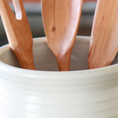 Farmhouse Large Pottery Utensil Holder - Made in the USA