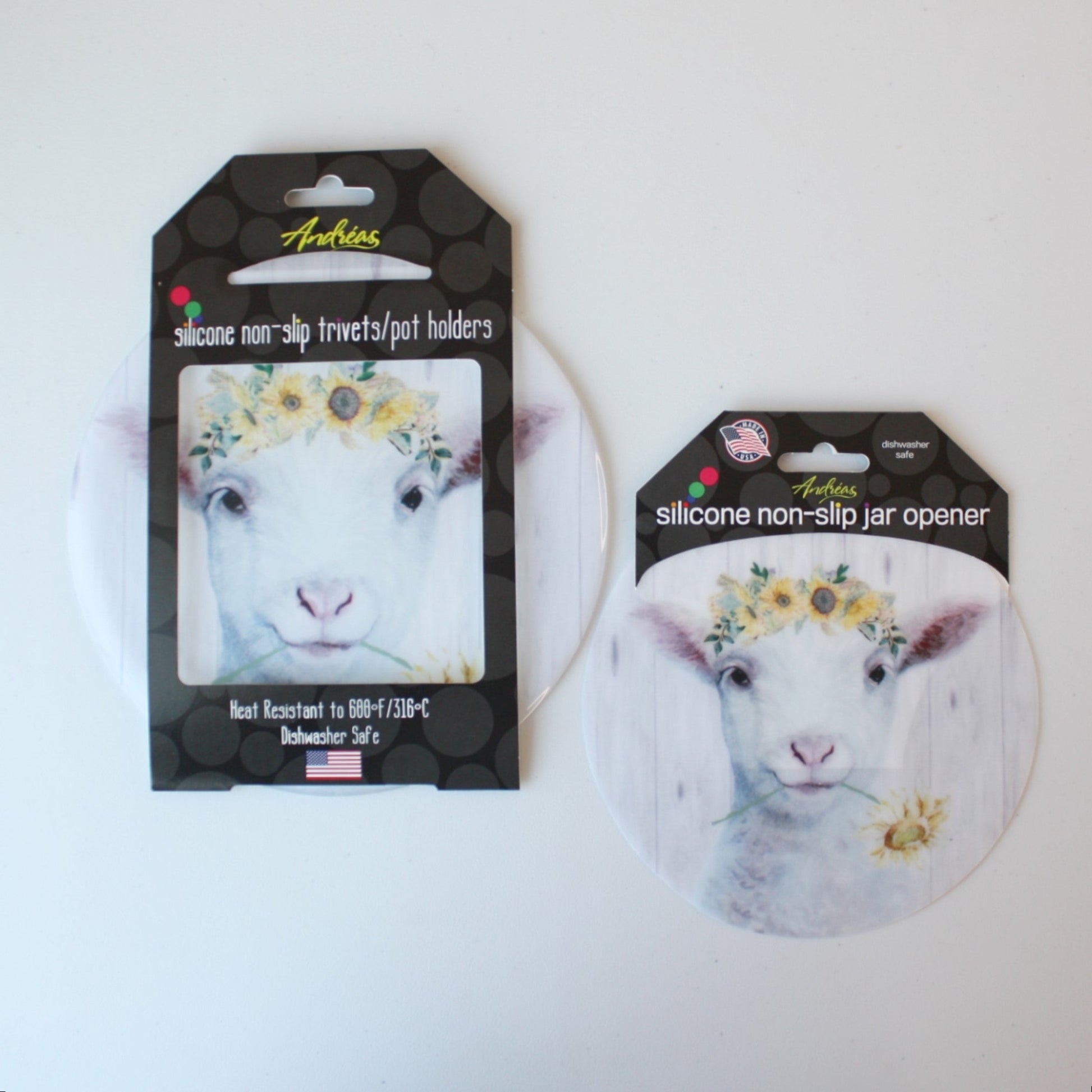 Silicone Trivets and Jar Openers - Flower Sheep - Made in the USA
