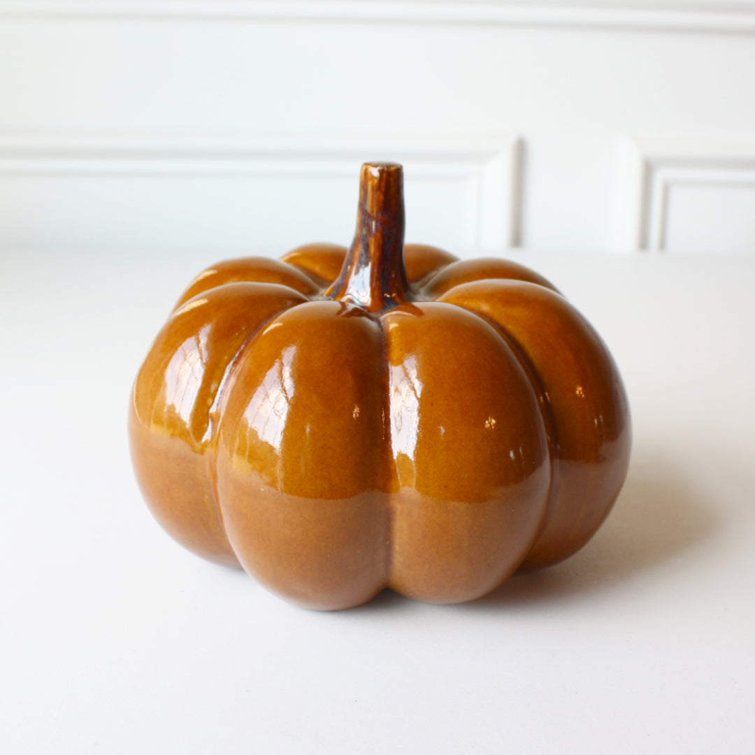 Glazed Pottery Pumpkin - Made in the USA