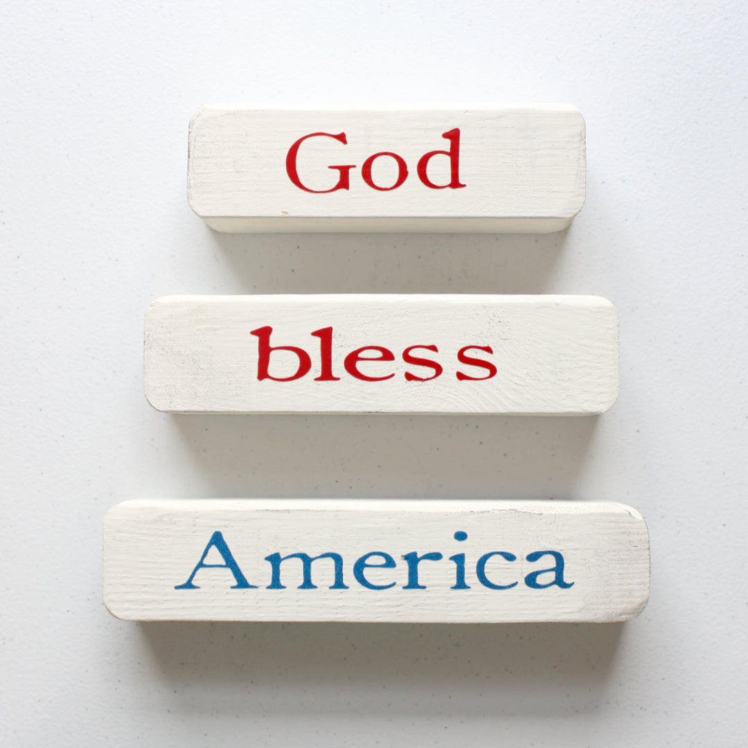 God Bless America Stacked Blocks - Made in the USA