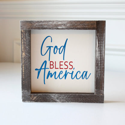 God Bless America Wood Sign - Made in the USA