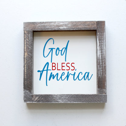 God Bless America Wood Sign - Made in the USA