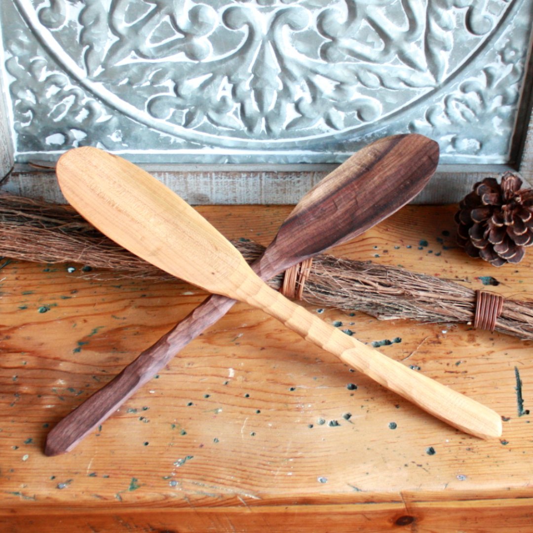 Handcarved wooden chef spoon utensil kitchen gadget wood cherry on