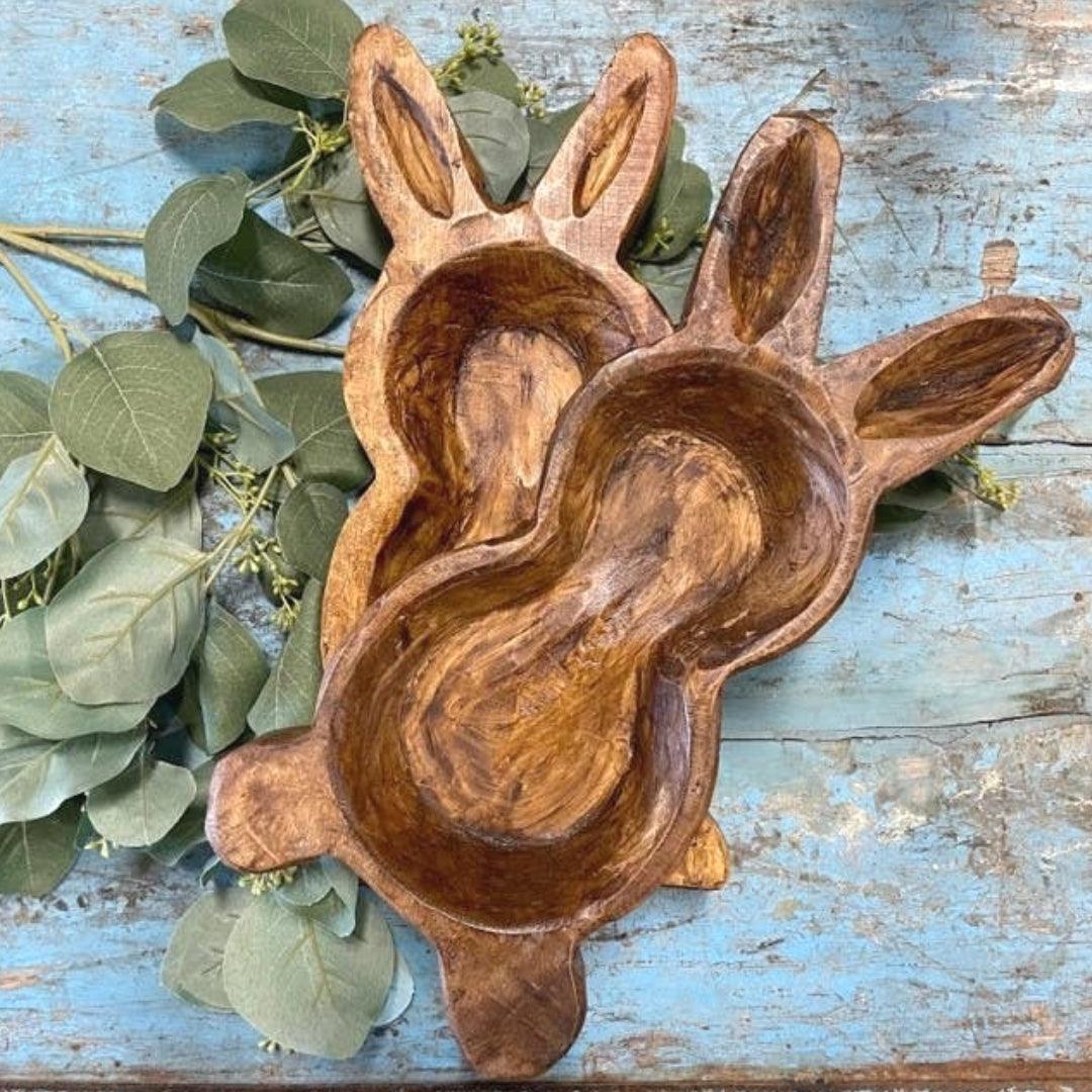 Handmade Wood Bunny Bowl - Made in the USA