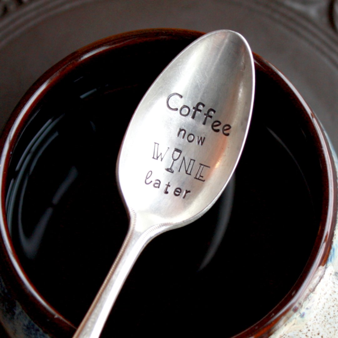 Vintage Spoons - Coffee Now Wine Later - Made in the USA