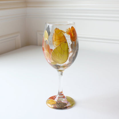 Hand Painted Wine Glasses - Harvest Leaf - Made in the USA