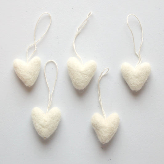 Felted Wool Mini Heart Ornaments - Made in the USA