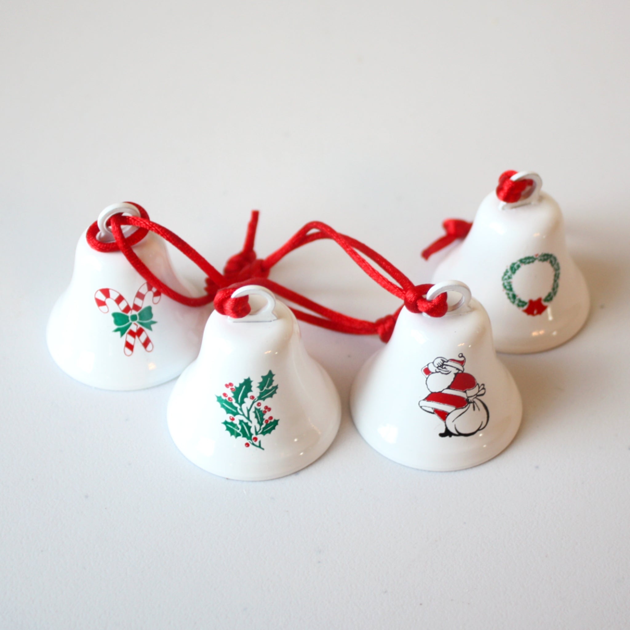 Vintage Porcelain Christmas bell buy ornament set