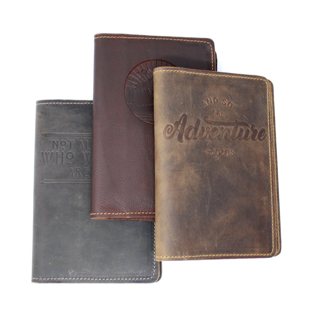 Handcrafted Leather Journal - Not All Those Who Wander are Lost - Made in the USA