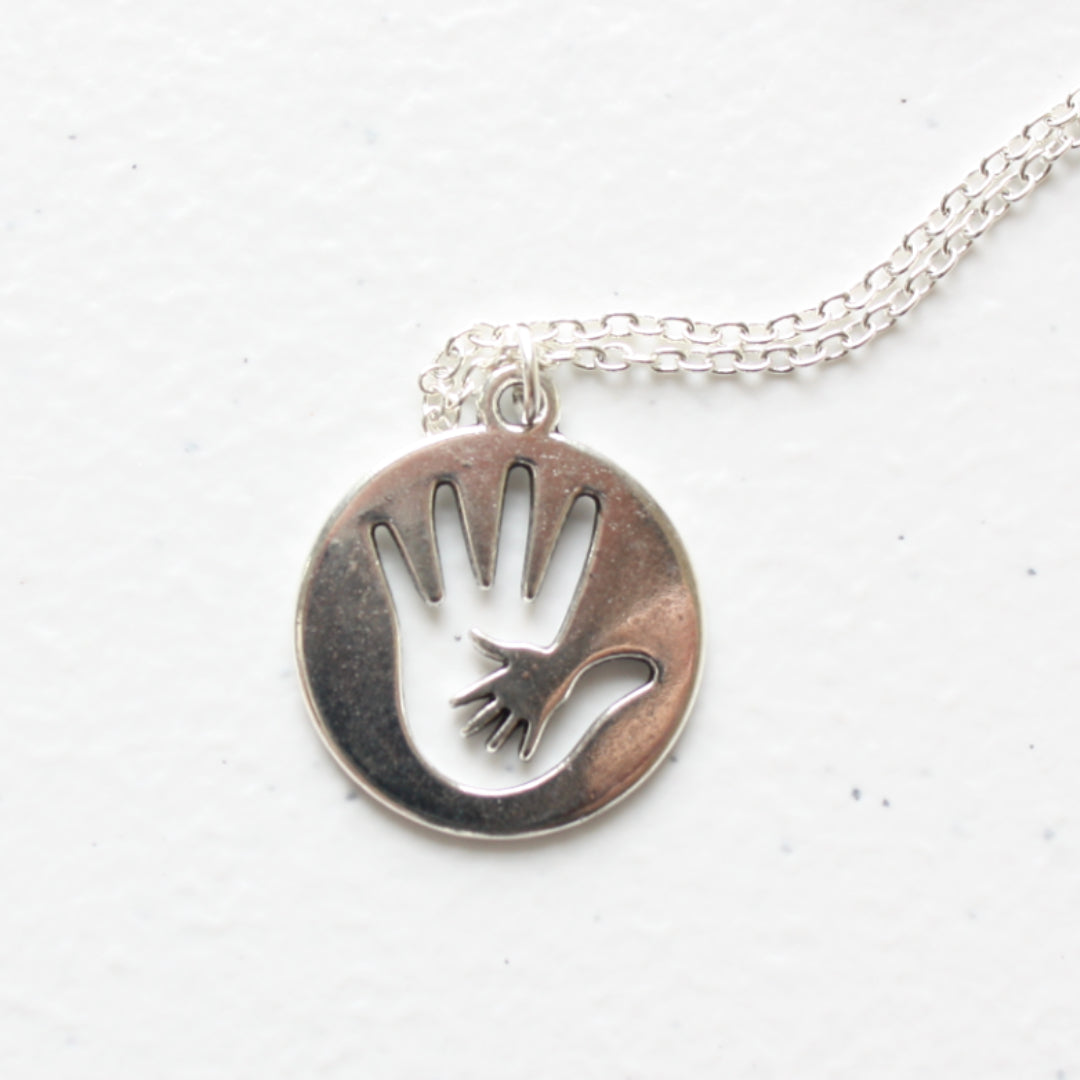 Mother Pendant Necklace - Hand in Hand - Made in the USA