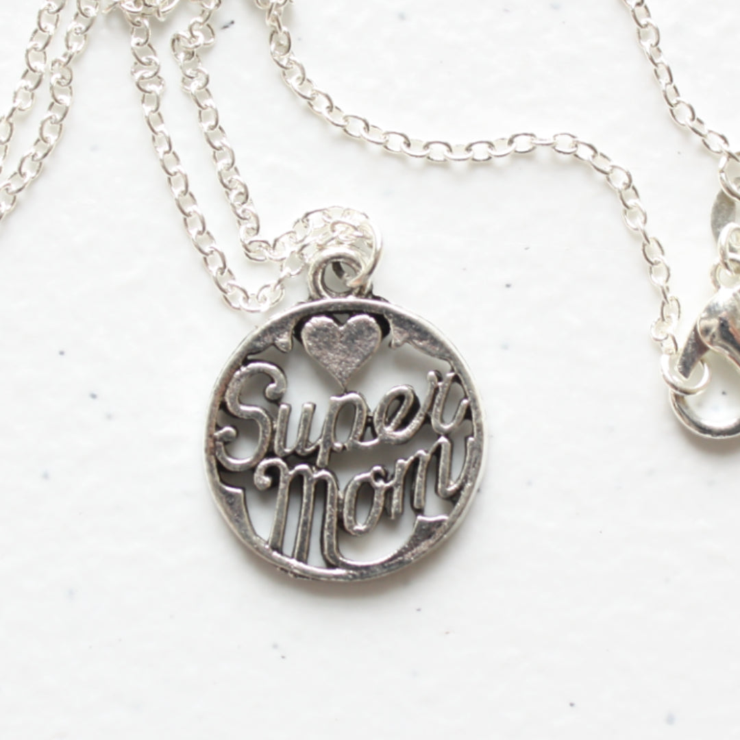 Mother Pendant Necklace - Super Mom - Made in the USA