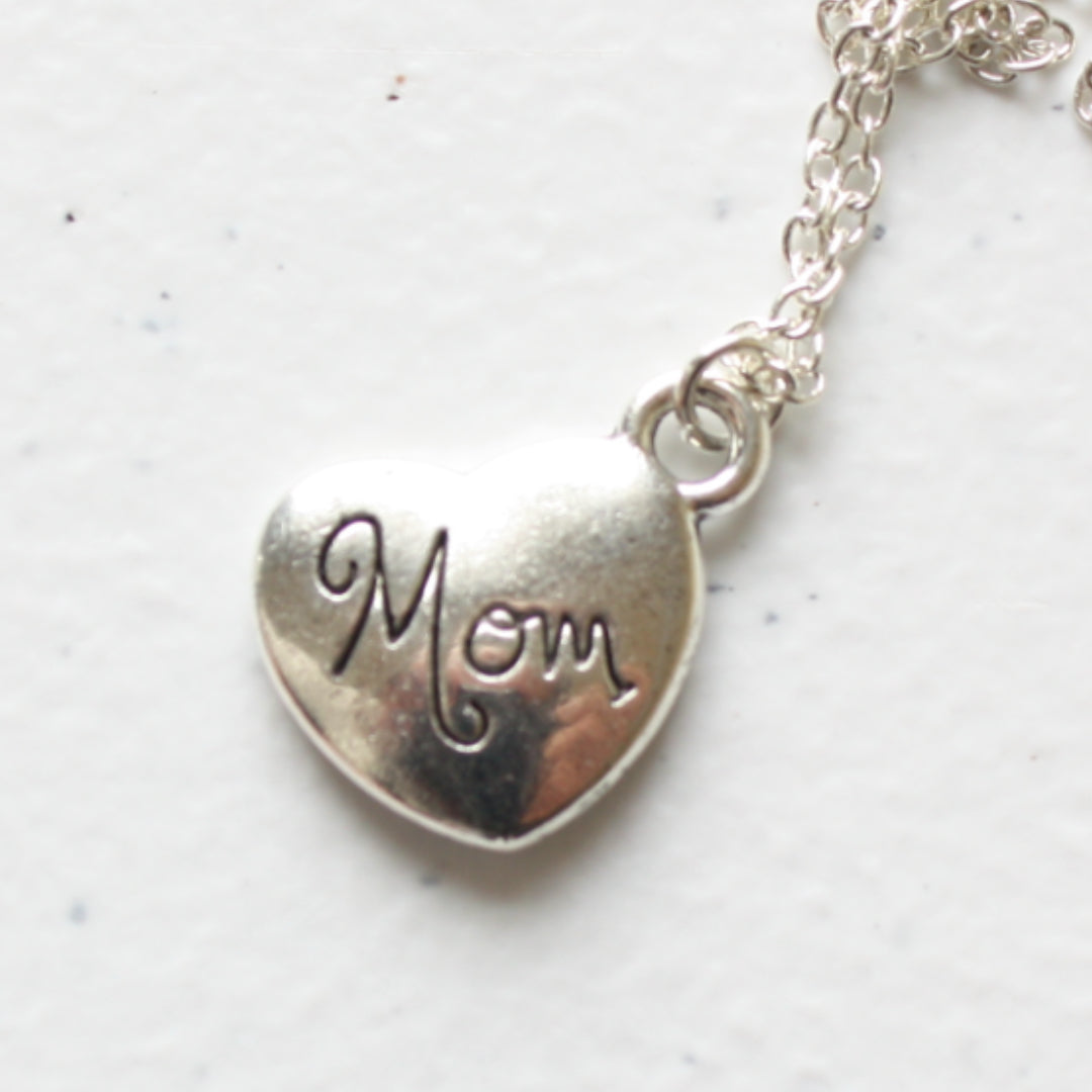 Mother Pendant Necklace - Mom Heart - Made in the USA