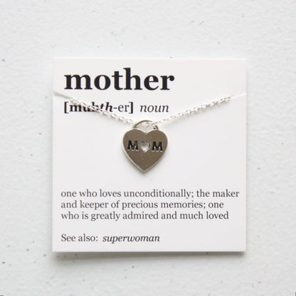 Mother Pendant Necklace - Mom Heart Lock - Made in the USA