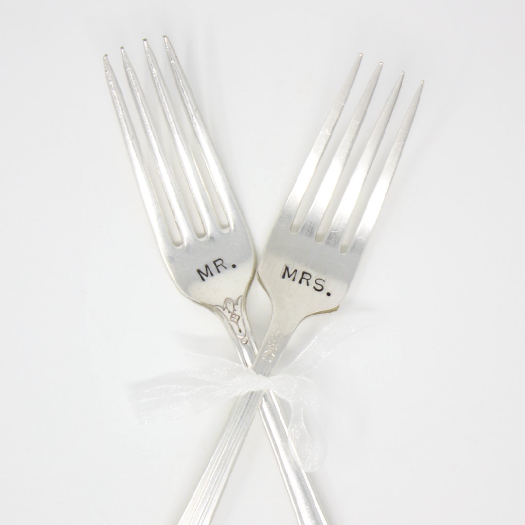 Vintage Spoons - "Mr." and "Mrs." Fork Set - Made in the USA