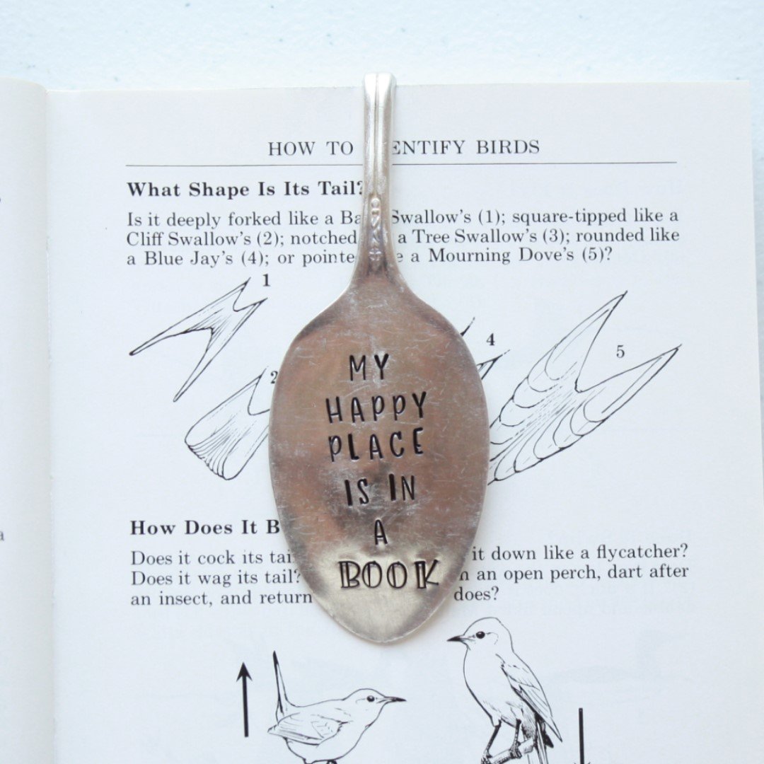 Vintage Spoons - My Happy Place is in a Book Bookmark - Made in the USA