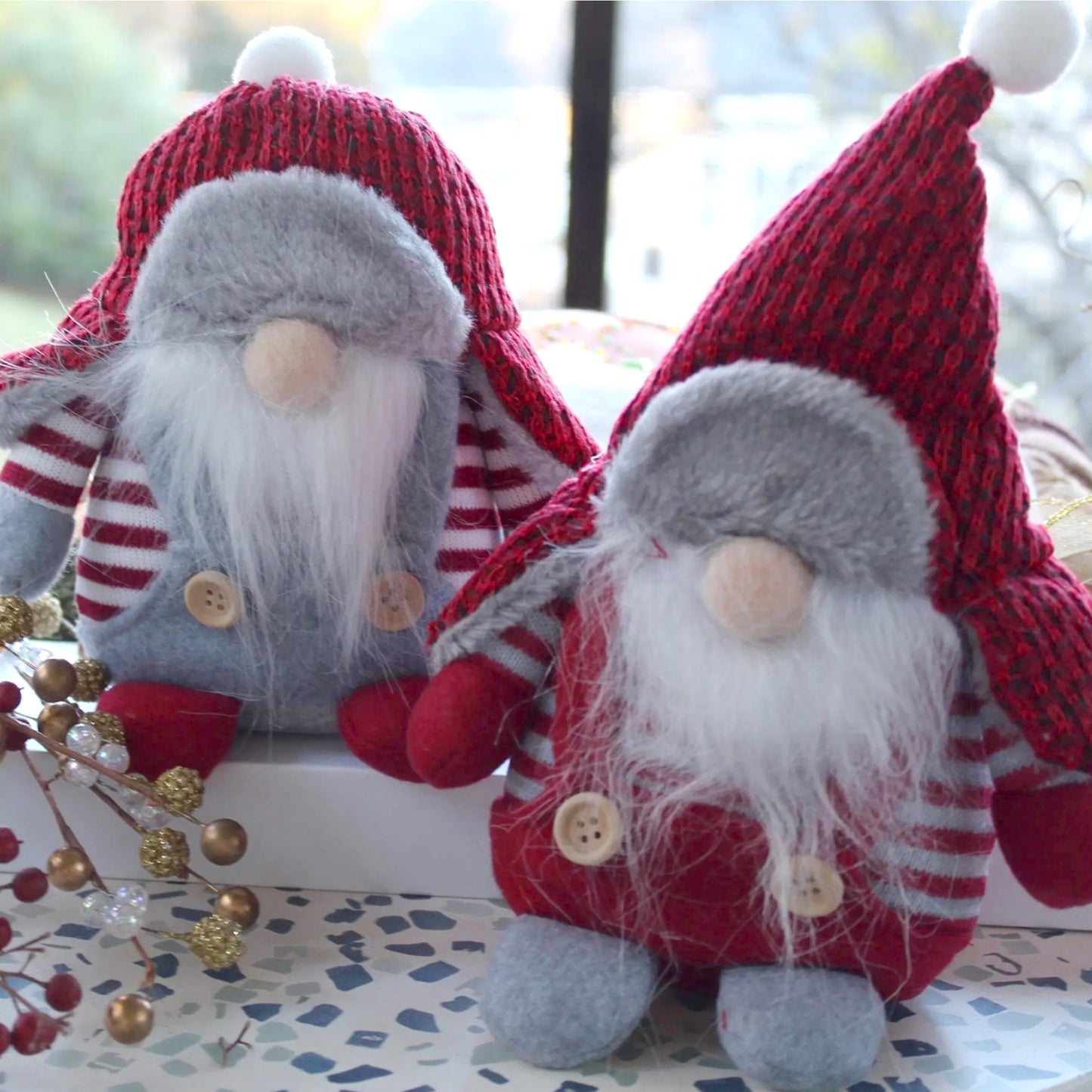 Pair of Handmade Winter Gnome Brothers - Made in the USA