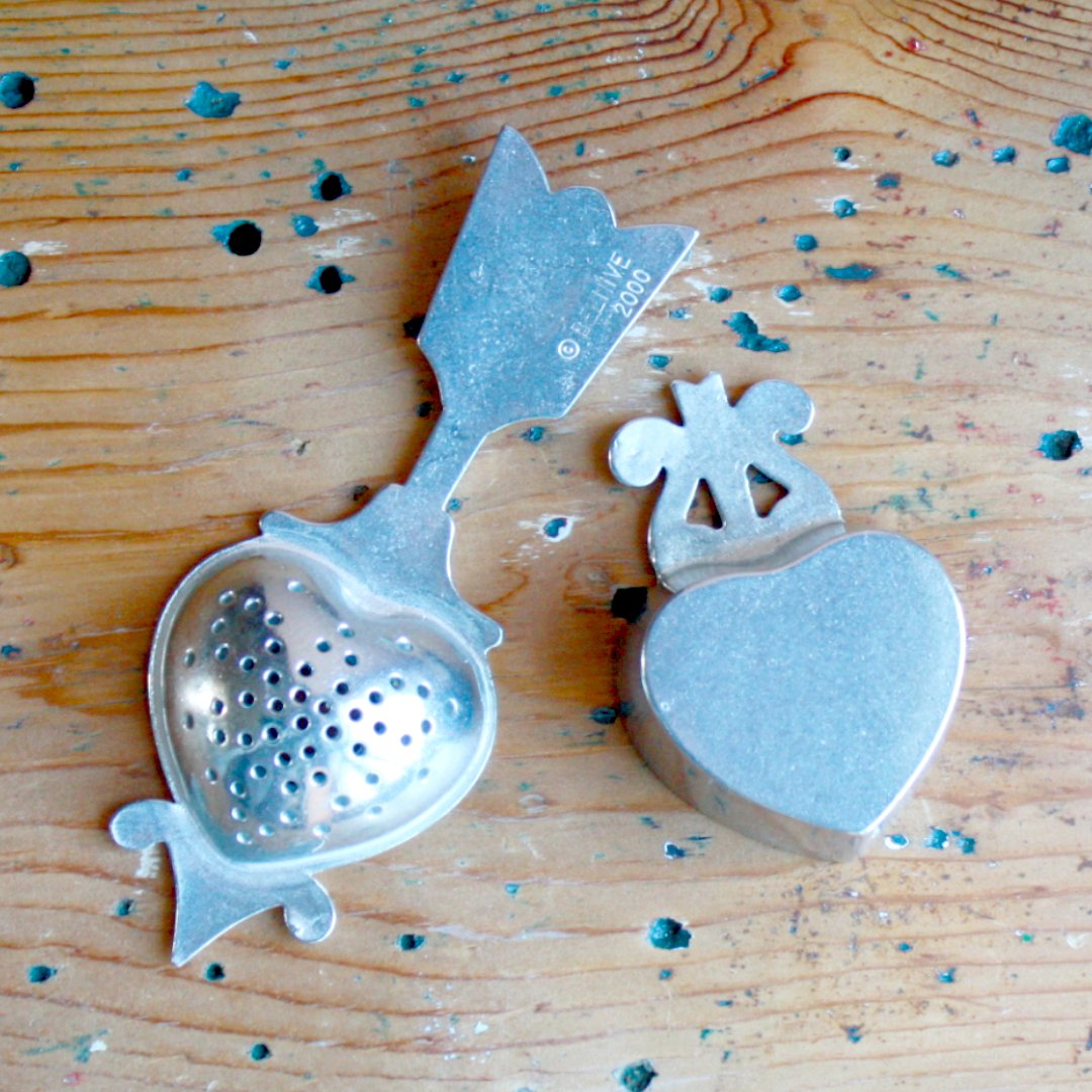 Pewter Heart Tea Strainer - Made in the USA