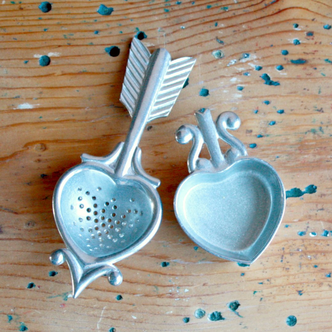 Pewter Heart Tea Strainer - Made in the USA