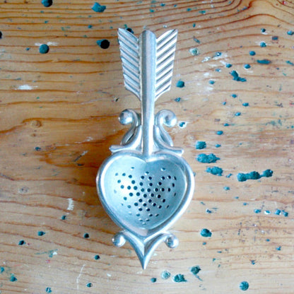 Pewter Heart Tea Strainer - Made in the USA