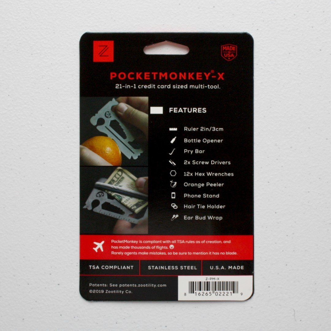 PocketMonkey X - Credit Card Multi Tool - Made in the USA