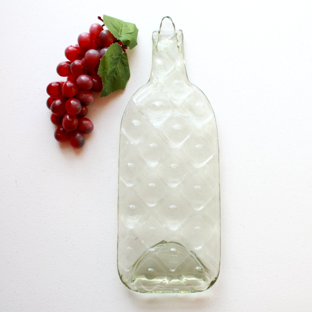 Upcycled Wine Bottle Cheese Board in Clear - Made in the USA