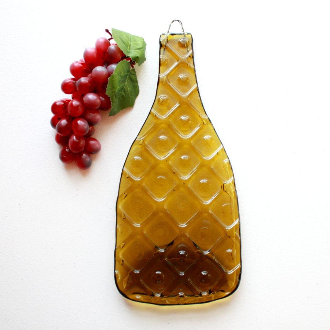 Upcycled Wine Bottle Cheese Board in Gold - Made in the USA