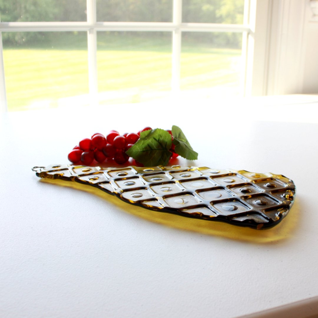 Upcycled Wine Bottle Cheese Board in Gold - Made in the USA