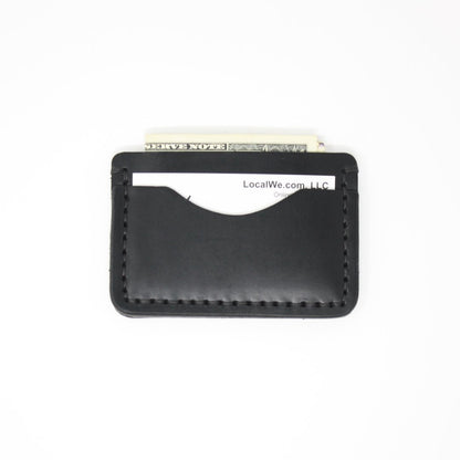 Handcrafted Leather Slim Front Pocket Wallet - Black - Made in the USA