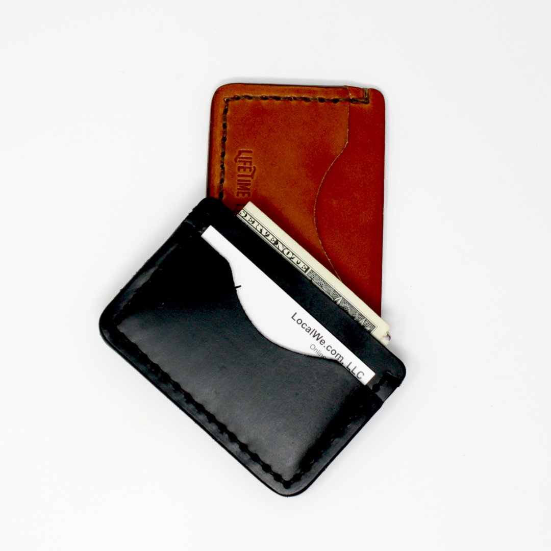 Handcrafted Leather Slim Front Pocket Wallet - Buck Brown - Made in the USA