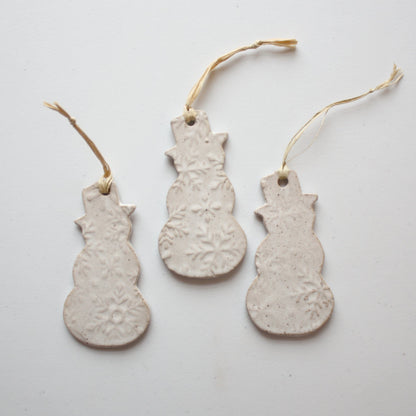 Handmade Ceramic Snowman Ornaments - Made in the USA