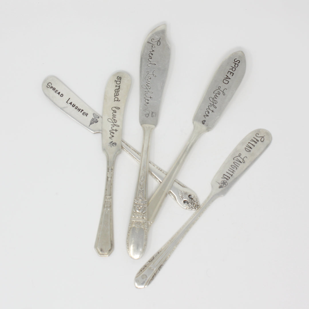 Vintage Hand Stamped Spreader Knives - Made in the USA
