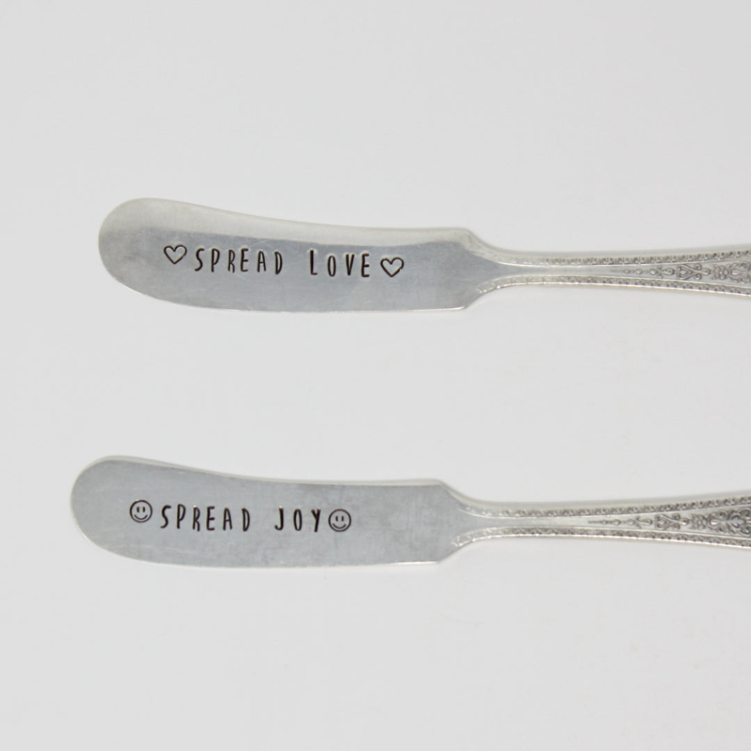 Vintage Butter Knives - Spread "Joy" and "Love" - Made in the USA