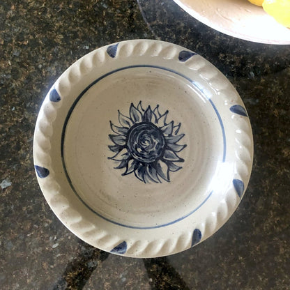 Sunflower Hand Painted Pottery Pie Plate - Made in the USA