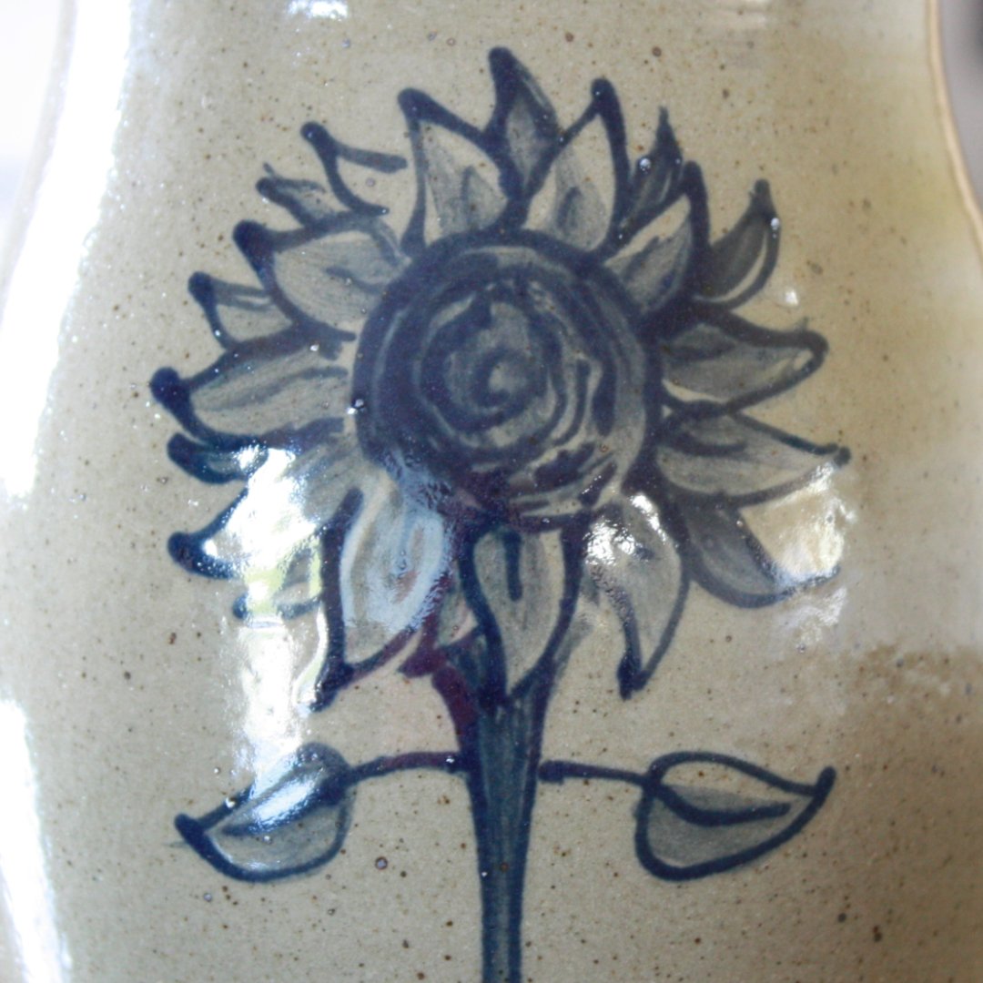 Sunflower Hand Painted Pottery Utensil Holder - Made in the USA