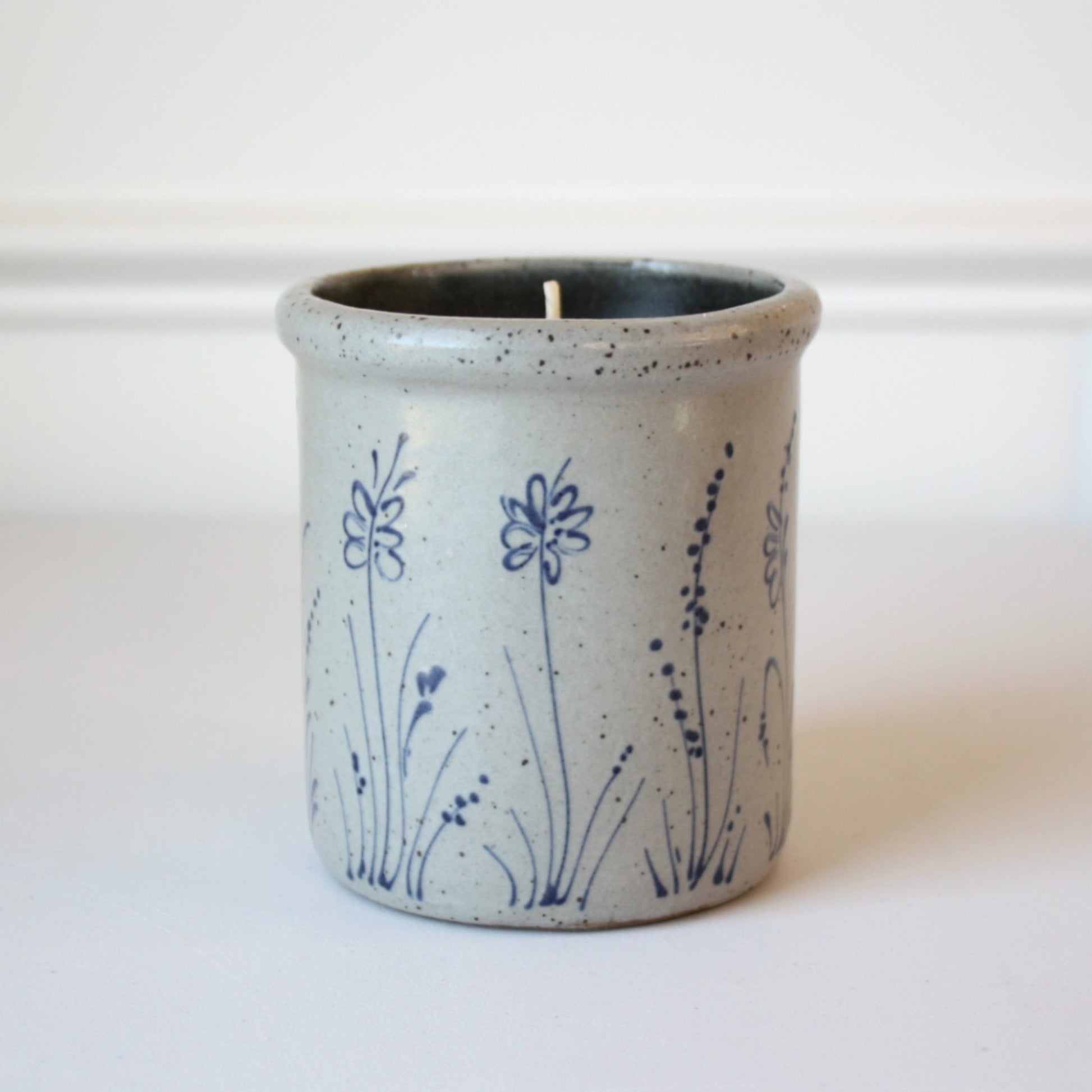 Wildflower Hand Painted Pottery Candle Crock - Made in the USA