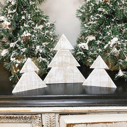 Set of 3 Handmade Wood Christmas Trees - Made in the USA