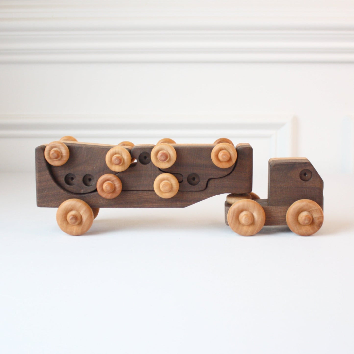 Wooden Transporter Truck with 3 Cars - Made in the USA