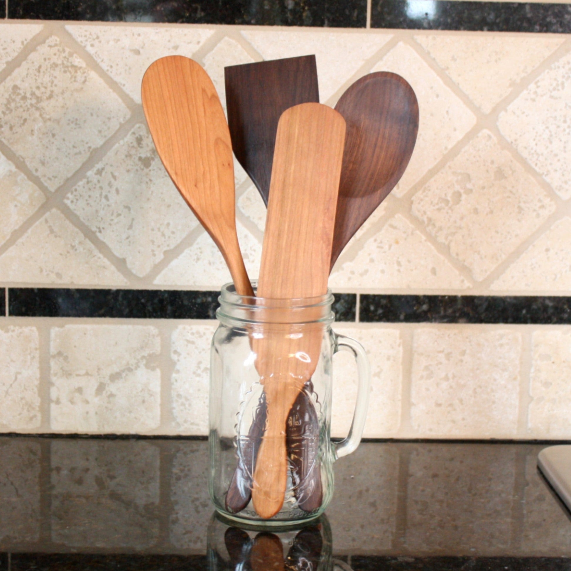 Set - Square Spatula and Knife with Wooden Handle