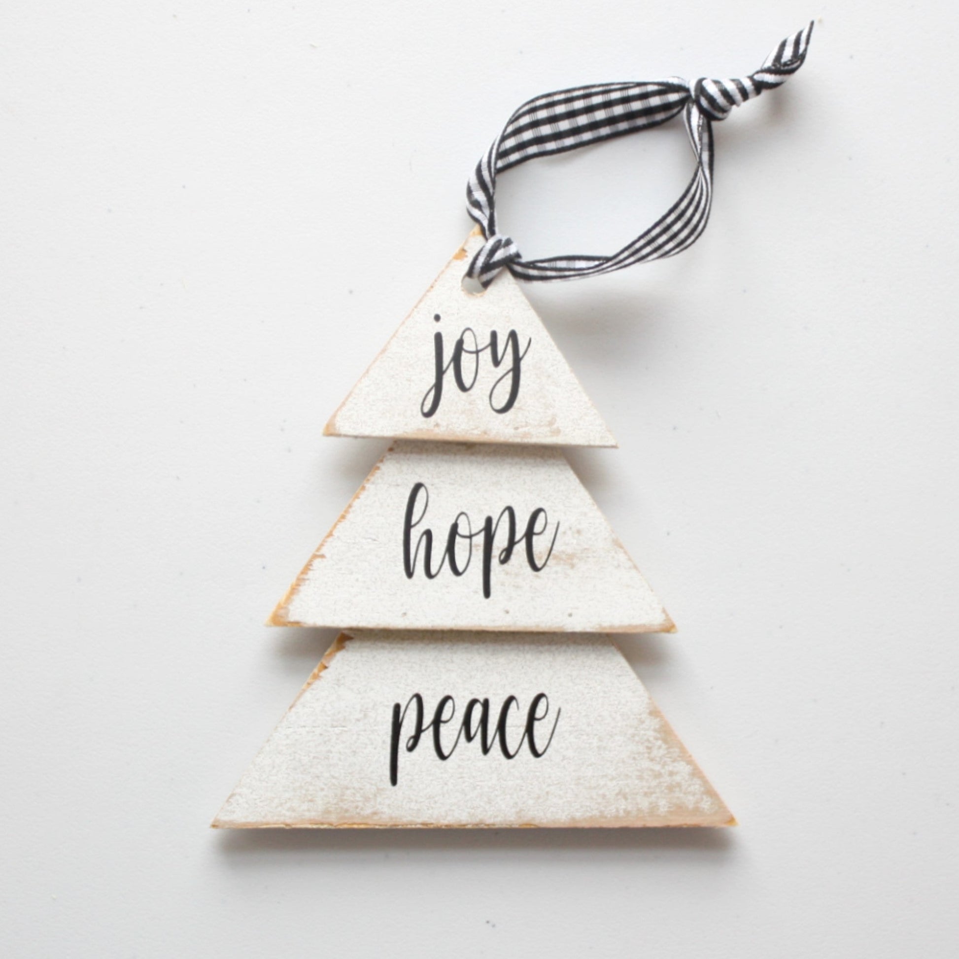 Handmade Joy Hope Peace Christmas Tree Ornaments - Made in the USA